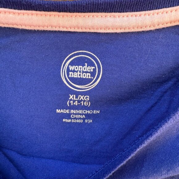 Wonder Nation Girls Blue T-Shirt XL 14/16 With "The Cool Thing About My Dad Is B - Picture 2 of 12